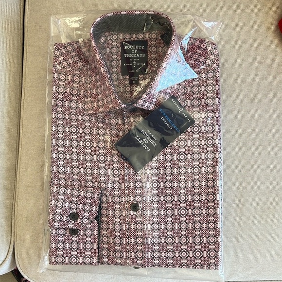 NWT Society of Threads Red Black Men’s Button Down Shirts - Picture 1 of 6